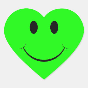 Green Face Heart Stickers