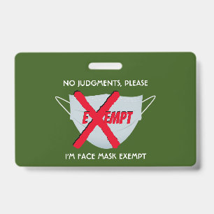 Green   FACE MASK EXEMPT Badge