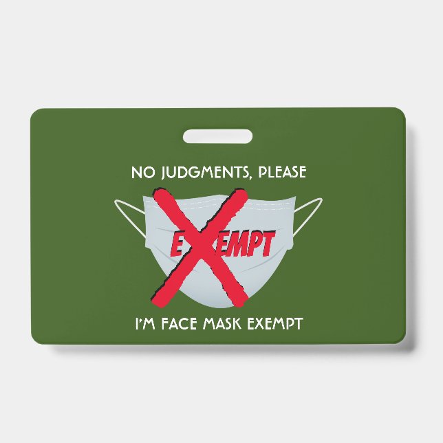 Green | FACE MASK EXEMPT Badge (Front)