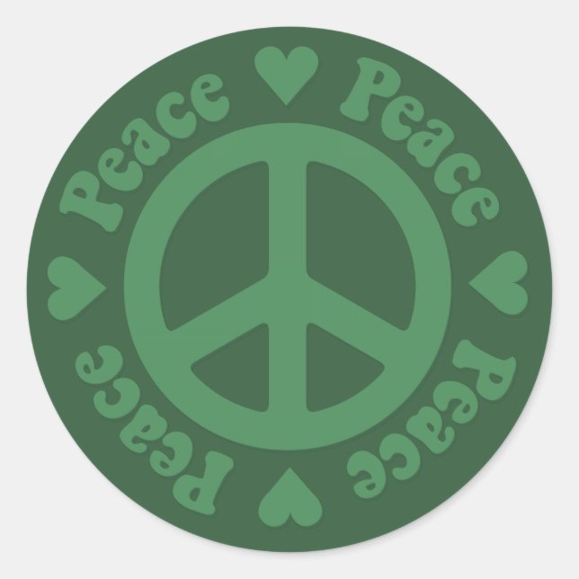Green Fade Peace Sign Classic Round Sticker (Front)