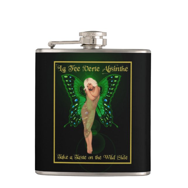 Green Fairy Absinthe Hip Flask (Front)