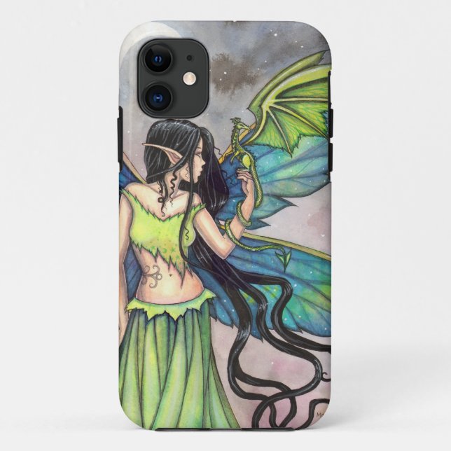 Green Fairy and Dragon Fantasy Art Case-Mate iPhone Case (Back)