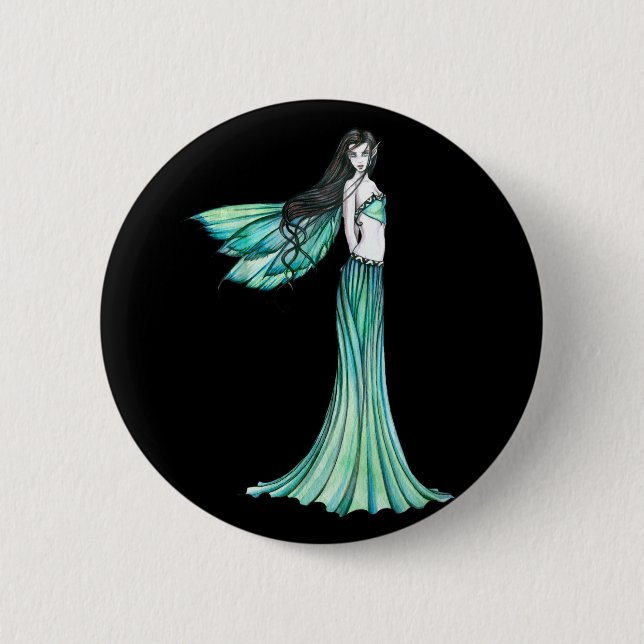 Green Fairy Button Pin (Front)
