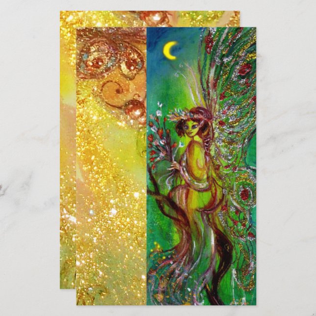 GREEN FAIRY IN MOONLIGHT Fantasy (Front/Back)