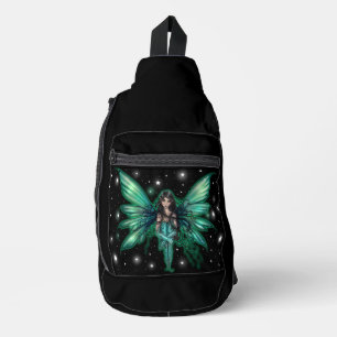 Green Fairy in the Stars Fantasy Art Sling Bag