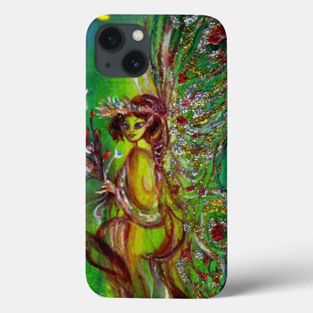 GREEN FAIRY WITH GOLD SPARKLES IN MOONLIGHT Case-Mate iPhone CASE (Back)