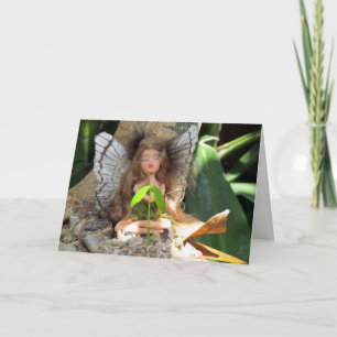 Green Fairy with Seedling Birthday Card