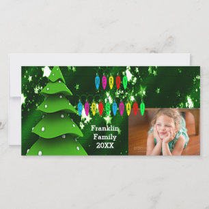 Green Fake Christmas Tree and Lights Carte photo