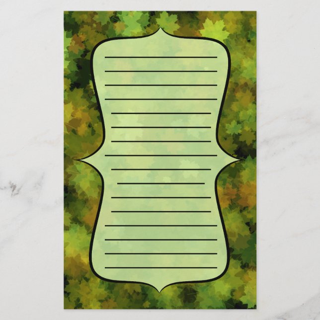 Green Fall Leaves Stationery (Front)