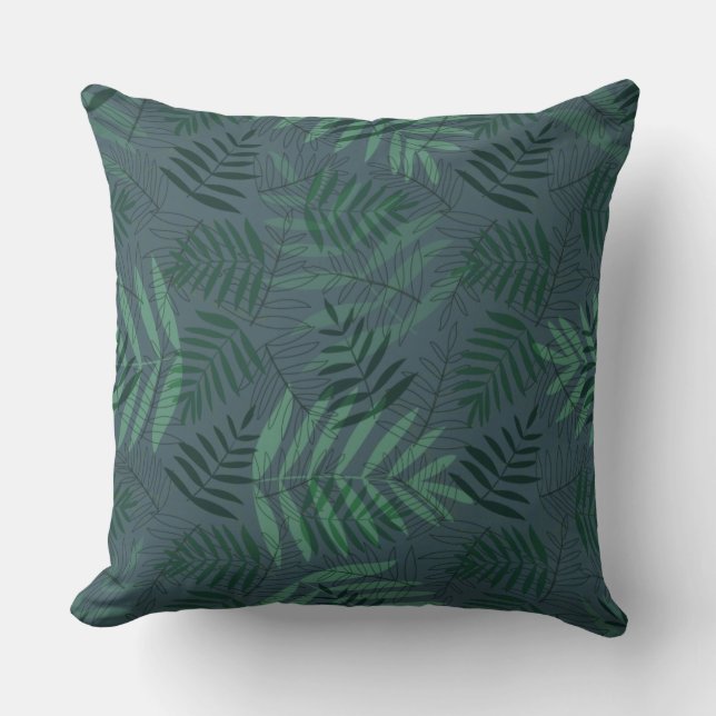 Green Fall Leaves   Throw Pillow (Front)