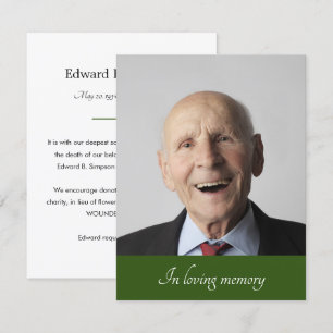 Green Family Member Passing Announcement Photo