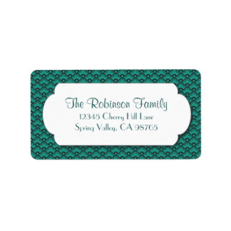 Green Fan Pattern with White Frame Label