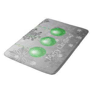 Green Fancy Christmas Ornament Bath Mat