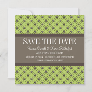Green Fancy Lattice Save the Date Invite
