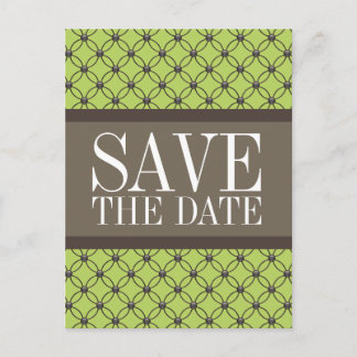 Green Fancy Lattice Save the Date Postcard