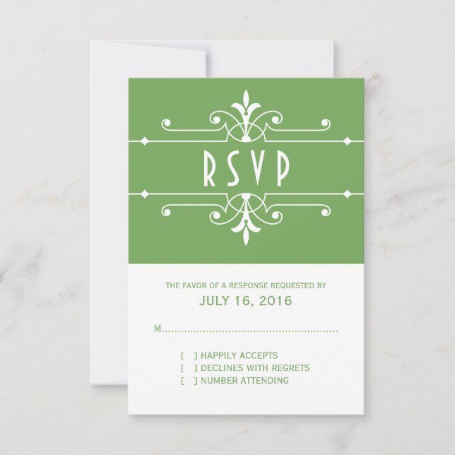 Green Fancy Ornamental Response Card (Front)
