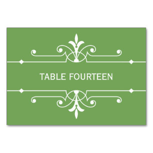 Green Fancy Ornamental Wedding Table Card