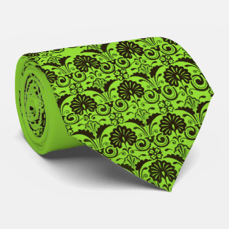 green fans and fronds print tie