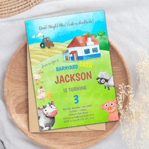 Green Farm Birthday Invitations