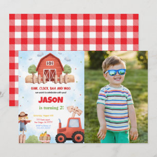 Green Farm Birthday Party Photo Invitation