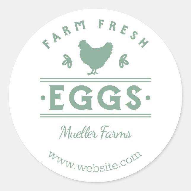 Green Farm Fresh Eggs Classic Round Sticker (Front)