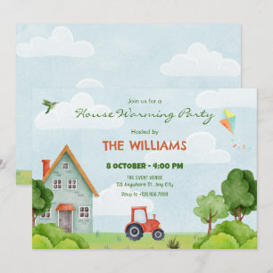 Green farm house invitation