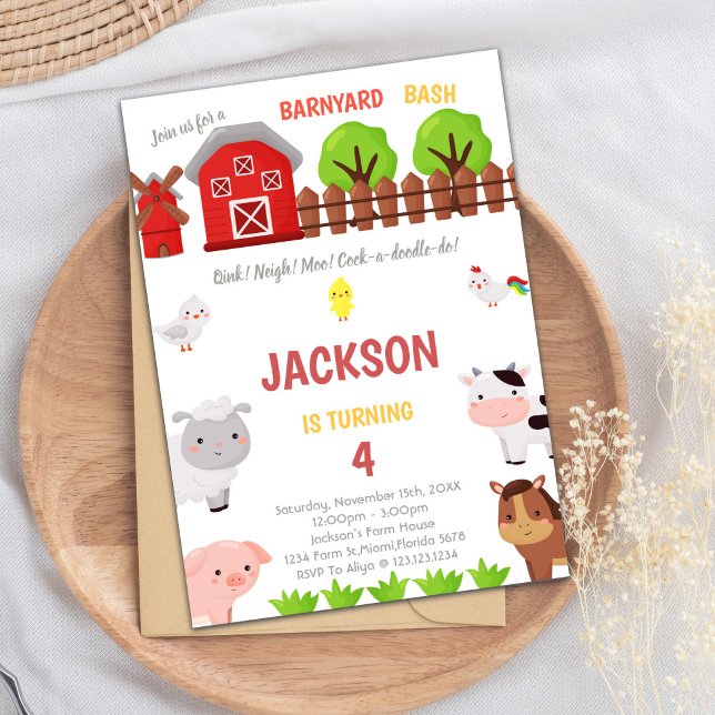 Green Farm Invitations d'anniversaire (Green Farm Birthday Invitations)