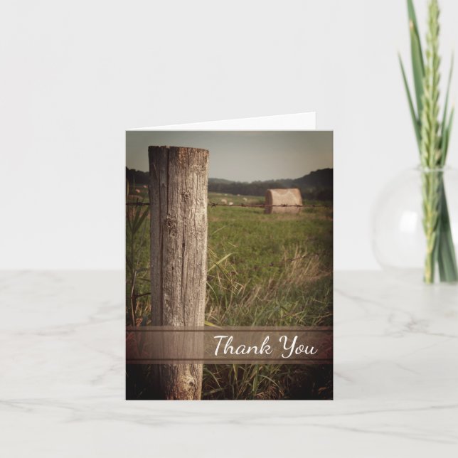 Green Farm Pastures Country Thank You Card (Front)