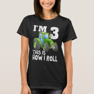 Green Farm Tractor 3rd Birthday Party  3 Year Old T-Shirt