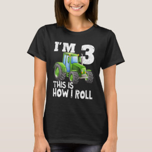 Green Farm Tractor 3rd Birthday Party 3 Year Old T-Shirt