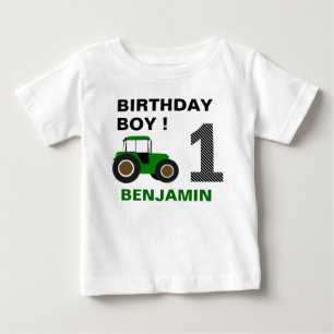 Green Farm Tractor Birthday Party Baby T-Shirt
