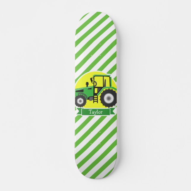 Green Farm Tractor with Yellow;  Green & White Skateboard (Front)