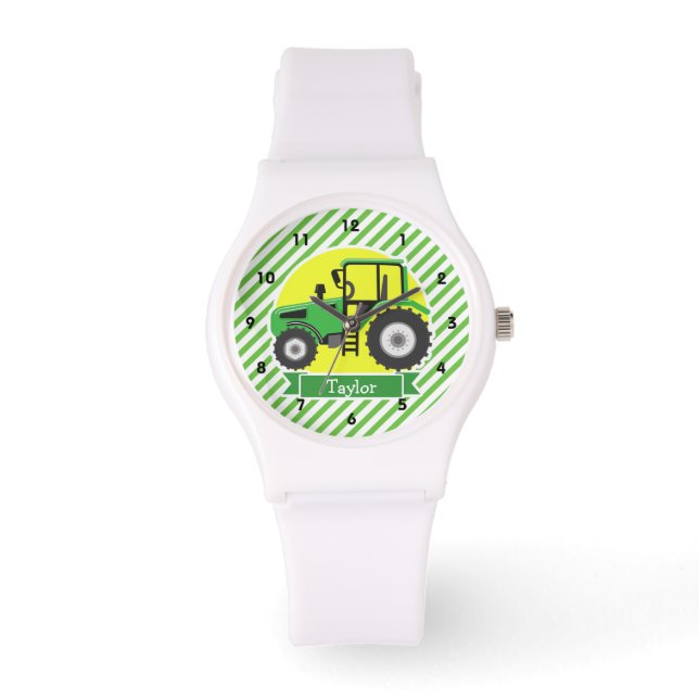 Green Farm Tractor with Yellow;  Green & White Watch (Front)