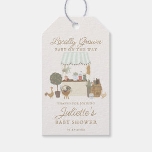 Green Farmer Market Locally Grow Baby Shower Favou Gift Tags