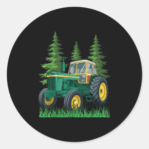 Green Farming Tractor Classic Round Sticker