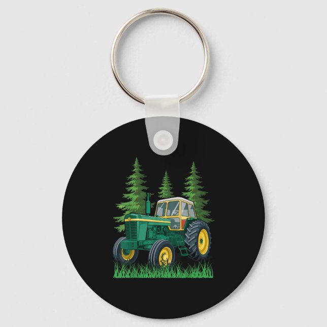 Green Farming Tractor  Keychain (Front)