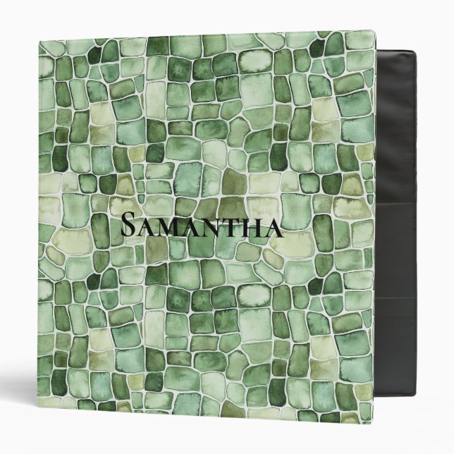 Green Faux Alligator Animal  Binder (Front/Inside)