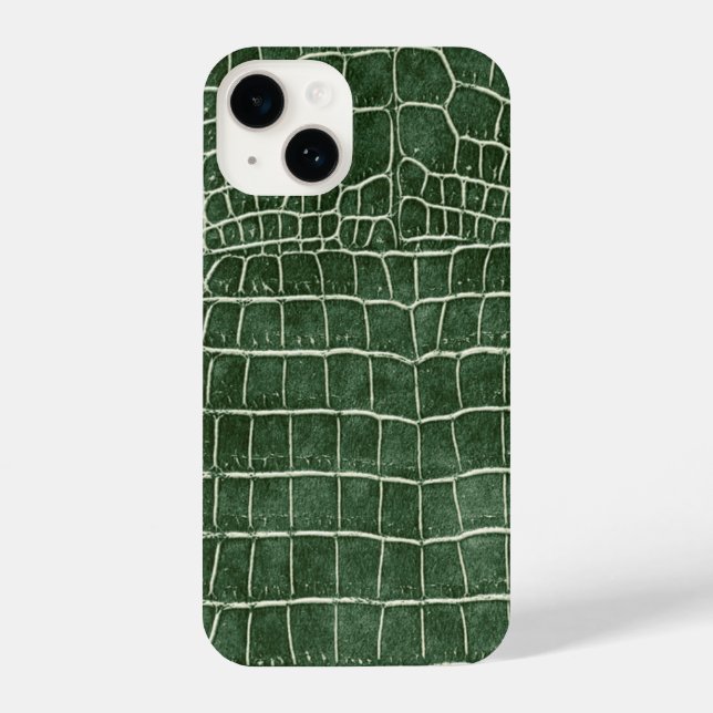 Green Faux Crocodile Leather iPhone Case (Back)