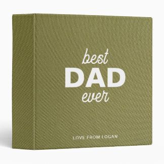 Green Faux Fabric Best Dad Ever Photo Album Binder