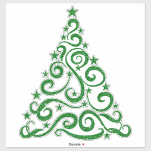Green Faux Glitter   Christmas Swirl Tree