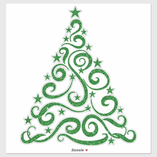 Green Faux Glitter | Christmas Swirl Tree (Sheet)
