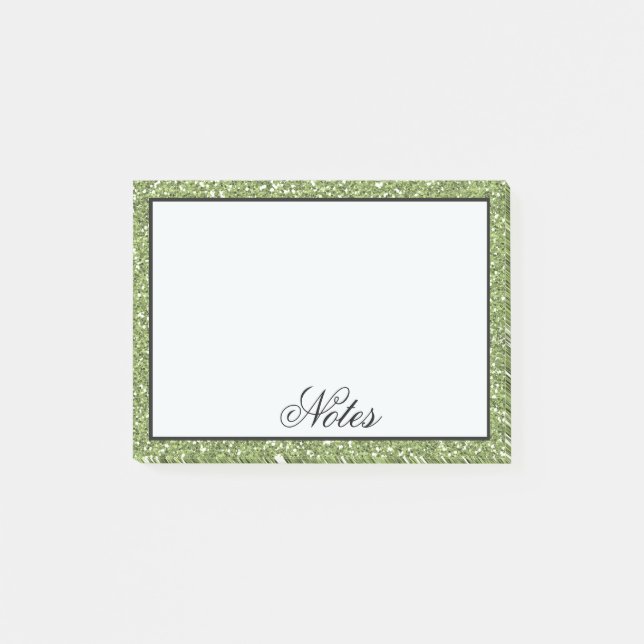 Green Faux Glitter Post-it Notes (Front)
