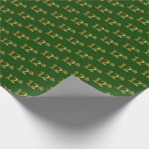 Green, Faux Gold 12th (Twelfth) Event Wrapping Paper