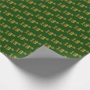 Green, Faux Gold 18th (Eighteenth) Event Wrapping Paper