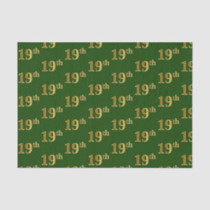 Green, Faux Gold 19th (Nineteenth) Event Tissue Paper