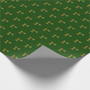 Green, Faux Gold 1st (First) Event Wrapping Paper