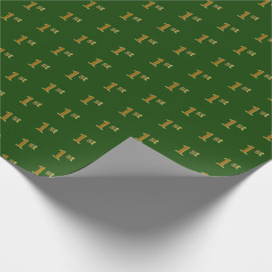 Green, Faux Gold 1st (First) Event Wrapping Paper