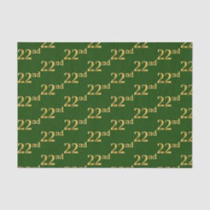 Green, Faux Gold 22nd (Twenty-Second) Event Tissue Paper