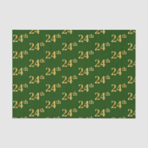 Green, Faux Gold 24th (Twenty-Fourth) Event Tissue Paper
