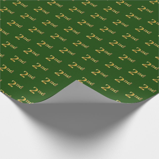 Green, Faux Gold 2nd (Second) Event Wrapping Paper (Corner)
